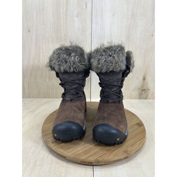 Keen Helena Brown Leather Waterproof Faux Fur Insulated Winter Boots 6.5 - Picture 2 of 8